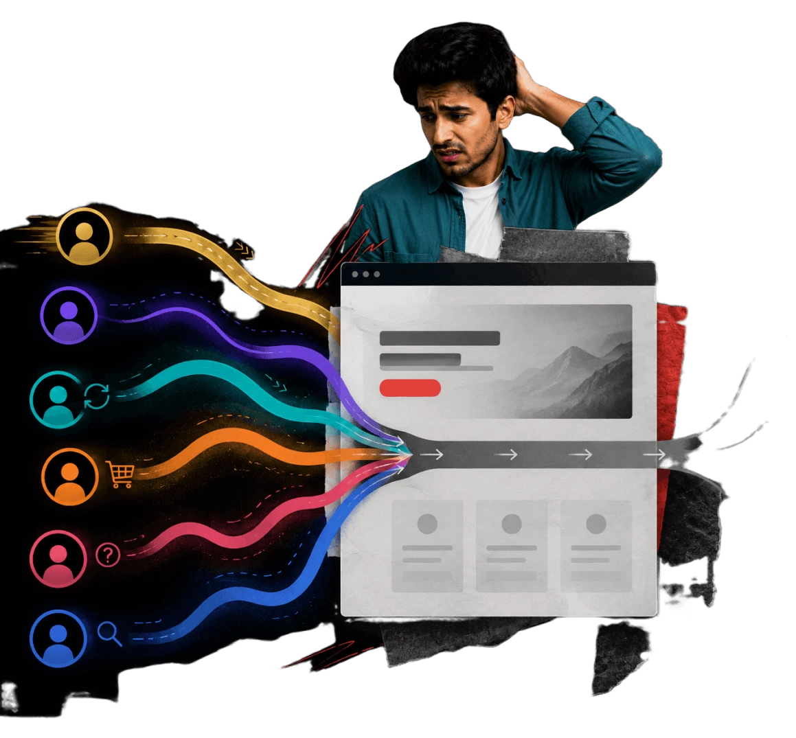 Illustration showing website visitor flow analysis