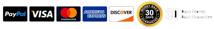 Accepted payment methods: PayPal, Visa, Mastercard, Amex, Discover and 30-day money back guarantee